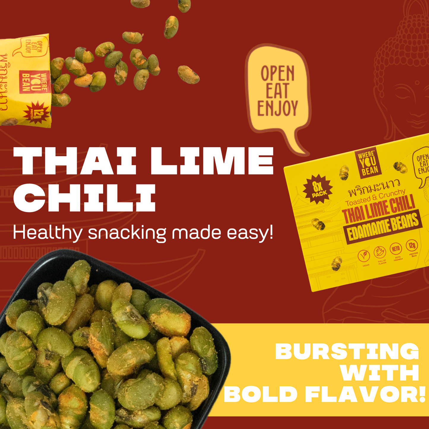 Thai Lime Chili - Toasted & Crunchy Edamame Snacks (8pack) 0.9oz