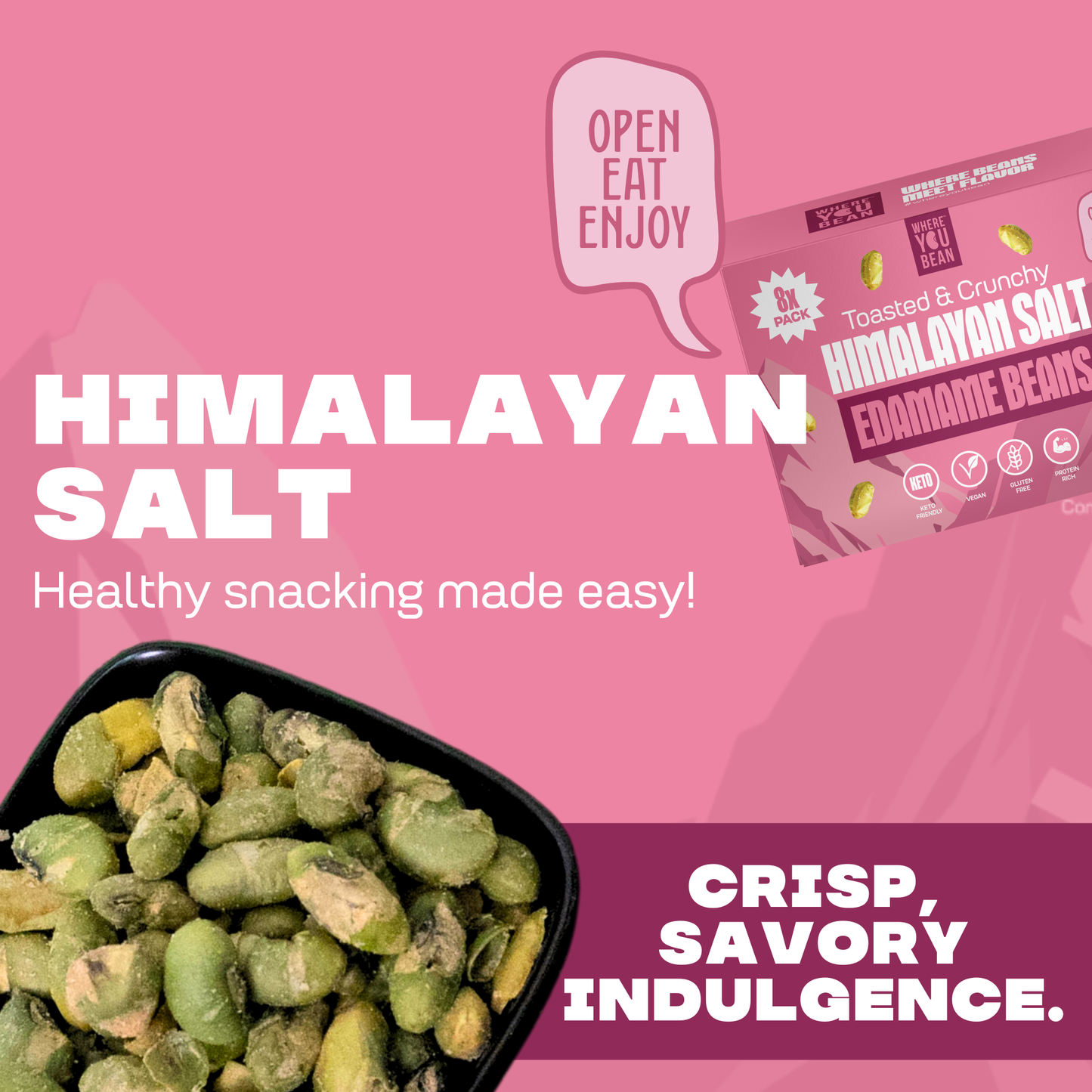 Himalayan Salt - Toasted & Crunchy Edamame Snacks (8pack) 0.9oz