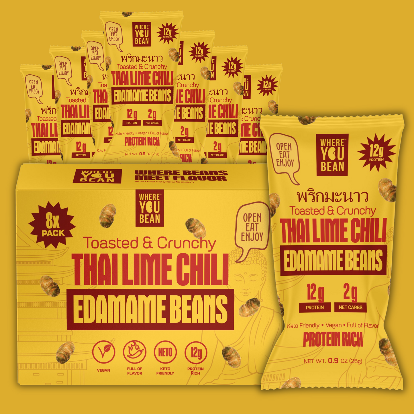 Thai Lime Chili - Toasted & Crunchy Edamame Snacks (8pack) 0.9oz