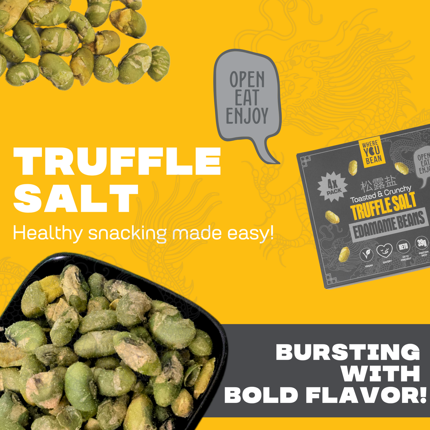 Truffle Salt - Toasted & Crunchy Edamame Snacks (8pack) 0.9oz