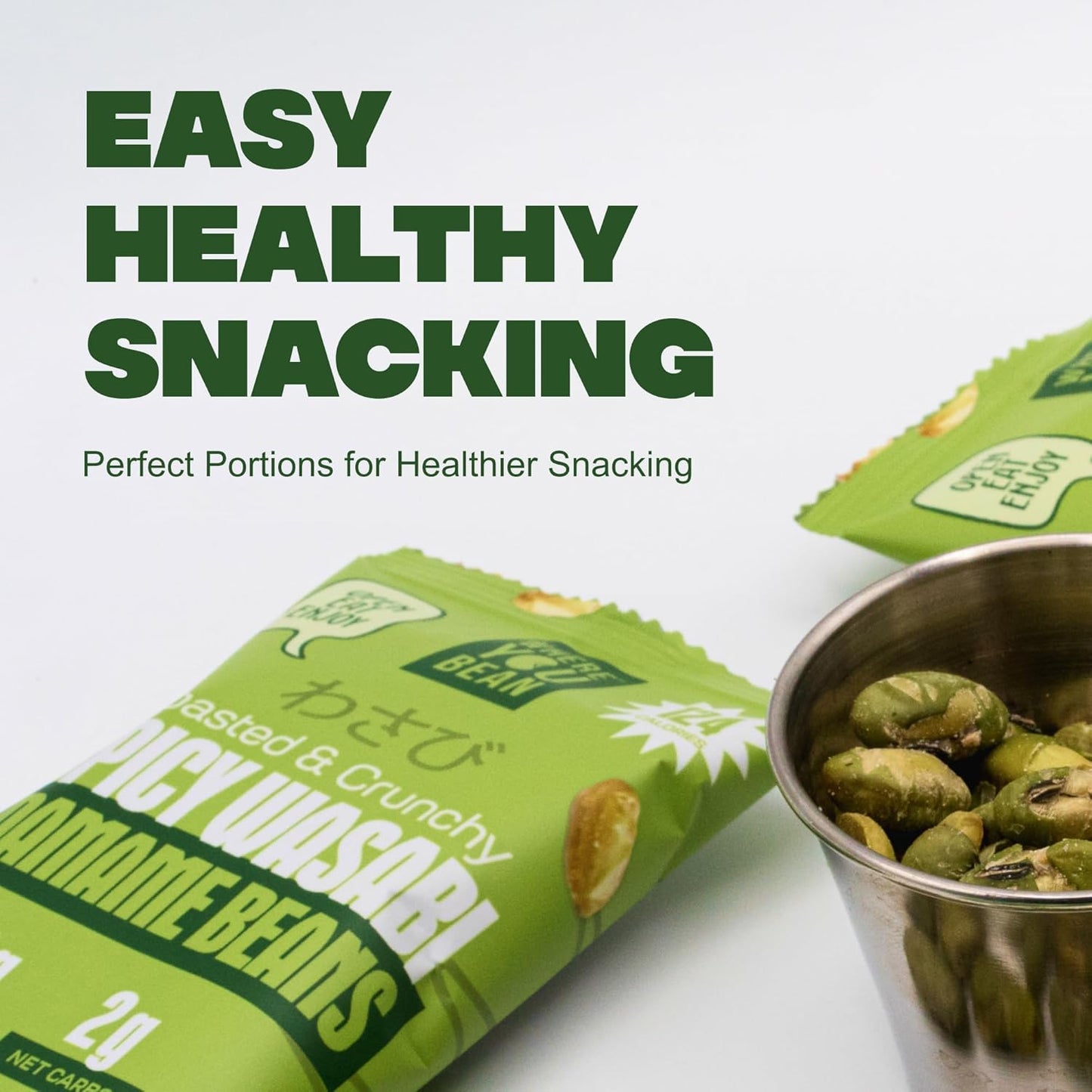 Spicy Wasabi - Toasted & Crunchy Edamame Snacks (8 pack) 0.9oz