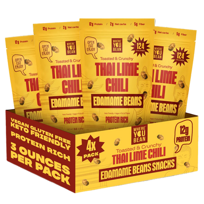 Thai Lime Chili 3oz Large Pack - Toasted & Crunchy Edamame Snacks (4 pack)