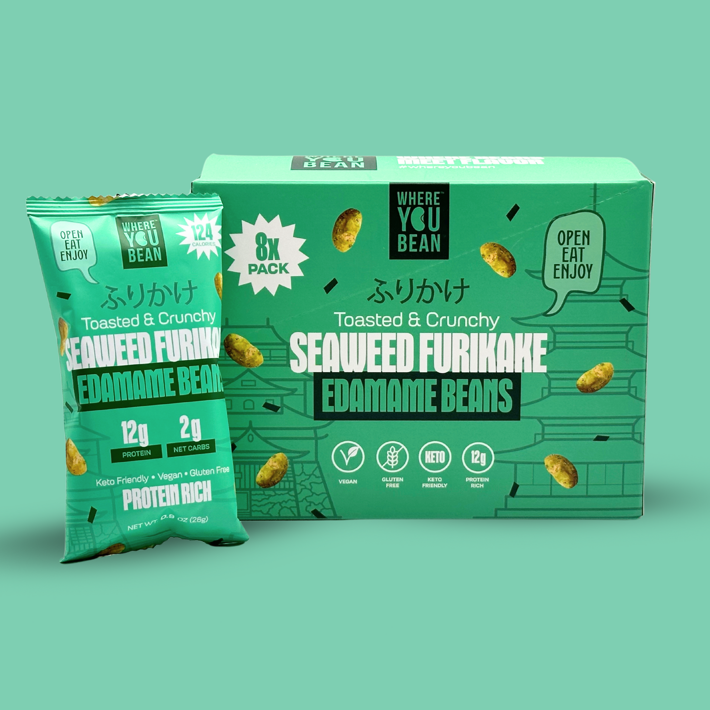 Seaweed Furikake - Toasted & Crunchy Edamame Snacks (8 pack) 0.9oz