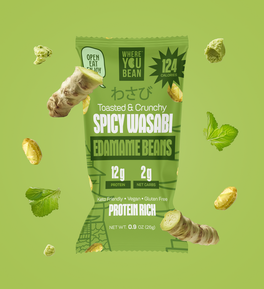 Spicy Wasabi - Toasted & Crunchy Edamame Snacks (8 pack) 0.9oz
